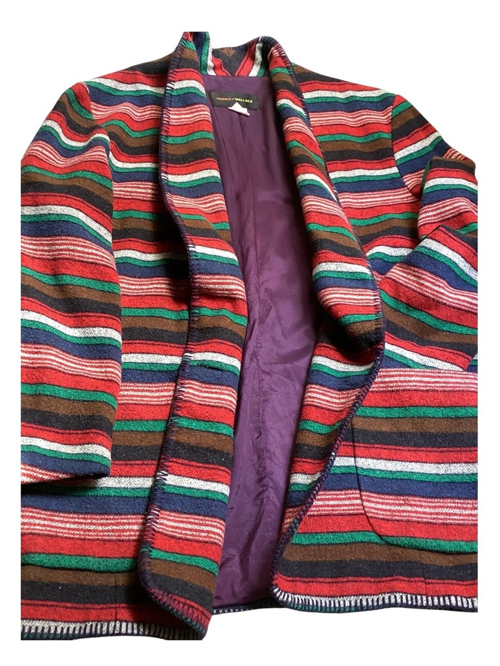Vintage Harris Wallace Southwestern Striped Blanket Blazer